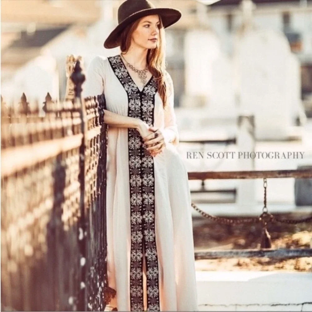 Free People Journey to the Horizon Maxi‎ Dress 4 pink boho hippie embroidery